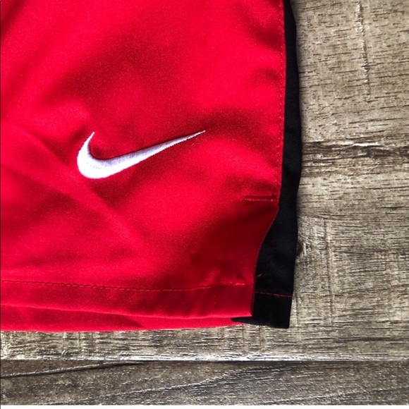 Nike Red Black Stripe Dri Fit Girls Soccer Shorts - Picture 4 of 8